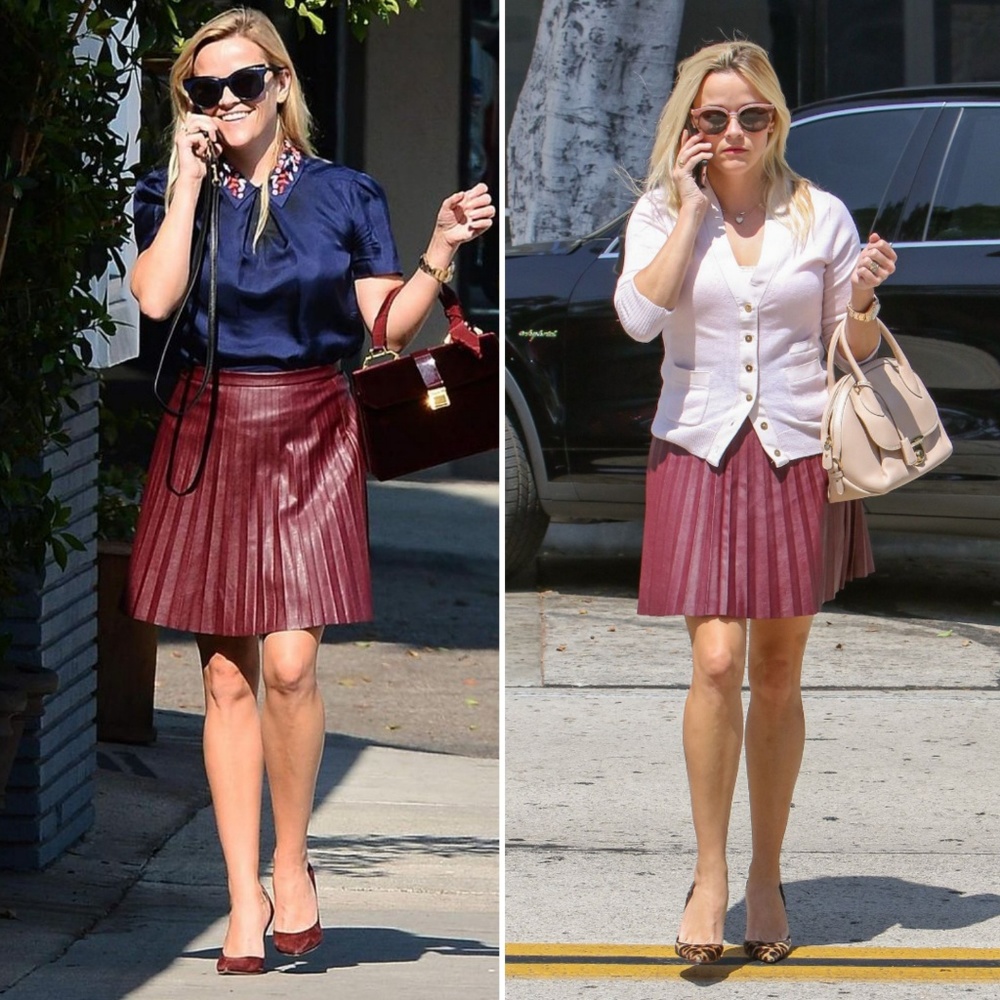 J. Crew Womens Leather Pleated Skirt